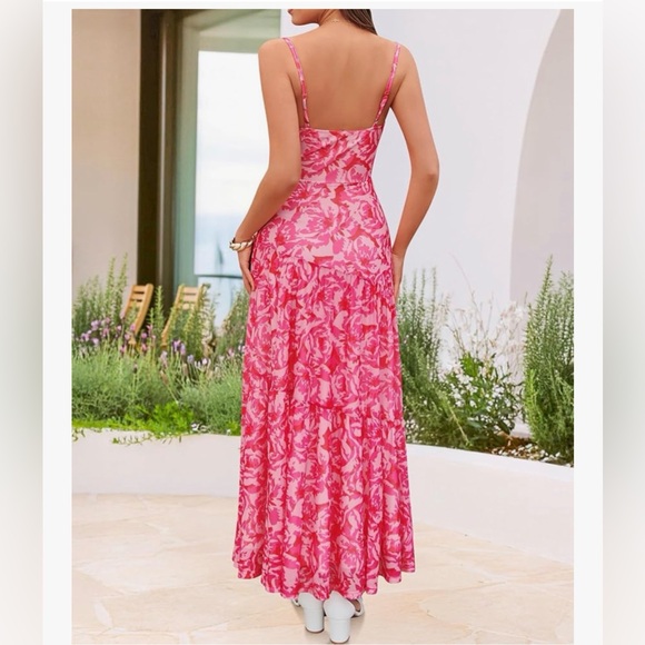NWT Elegant Pink Floral Maxi Dress-S - Picture 5 of 17